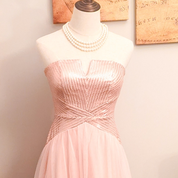 Make OFFER! Pastel Pink Sequined Formal Gown | A-Line Dress - Picture 9 of 11